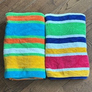 Vintage El Sol Colorful Striped Beach Towels linens n things 2 towels vacation
